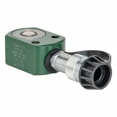 Single-acting low profile ram with 10 ton nominal capacity and 0 in nominal stroke. Constructed of steel. Suitable for lifting, pressing, and maintenance tasks in confined spaces typical of industrial and repair environments.