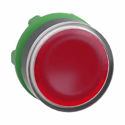 SCHNEIDER Flush Push Button: Red, 22 mm Mounting Size, Non-Metallic - Illuminated Flush-Mount Push-Button Operators