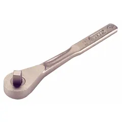 Reversible non-sparking standard-head ratchet with a 30° minimum arc swing and 7 1/4 in overall length. Unfinished surface. Suitable for use in environments where spark prevention is required, such as near flammable materials.