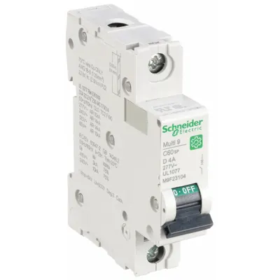 SCHNEIDER Supplementary Protector: 4 A Amps, 60V DC, 14kA at 120/240V AC, Screw Clamp - D-Curve, 1-Pole UL1077 DIN Rail-Mount Supplementary Protectors