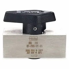 This Parker 2-way rotary plug valve features a 316 stainless steel body for corrosion resistance. It has 1/4 inch FNPT female connections on both ends. Suitable for on-off control in process instrumentation, sampling systems, and analytical equipment handling chemicals, gas, or oil media.