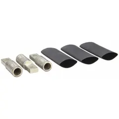 This compression lug kit includes three copper compression lugs rated for 125 A. It is designed for use with Compact NSXm and Powerpact B circuit breakers. The lugs are used to terminate and connect copper conductors in electrical panel installations.