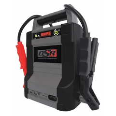 This handheld jump starter is designed for boosting 12 V DC lead-acid batteries. It delivers a charging current of 0.3 A at 12 V and a cold cranking amps rating of 200 A at 12 V. The unit features a smart charge type and is housed in a plastic case. Typical applications include jump-starting vehicles and equipment with 12 V lead-acid batteries.