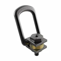 Side-pull die-flipping pivot and rotate hoist ring constructed from black oxide-coated steel. Thread size M42-4.50 with a maximum load capacity of 19,180 lb. Designed for side-pulling operations in lifting and positioning heavy dies and molds.