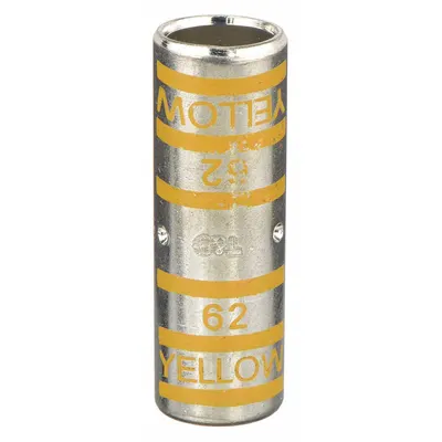 THOMAS & BETTS Open Barrel Splice: 250 kcmil Wire Size, Yellow Code, 2.25 in - Crimped Butt Splice Compression Connectors