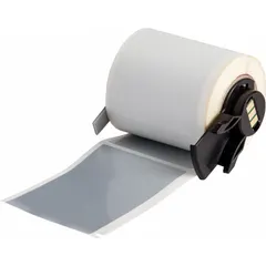 Silver matte tamper-indicating precut label rolls in two sizes: 1 29/32 in x 3 in and 3 in x 1 29/32 in. Designed for use with the M710 printer with Media Adapter, these labels leave a visible VOID pattern upon removal, providing tamper evidence for securing equipment and components in industrial environments.