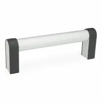 This load-rated straight-leg tubular pull handle features a rear-mount design with 11.81 in mounting hole center-to-center spacing. It is constructed with an anodized aluminum leg in a silver finish and uses M8 screws. Suitable for industrial enclosures, machinery doors, and heavy equipment panels requiring a secure grip
