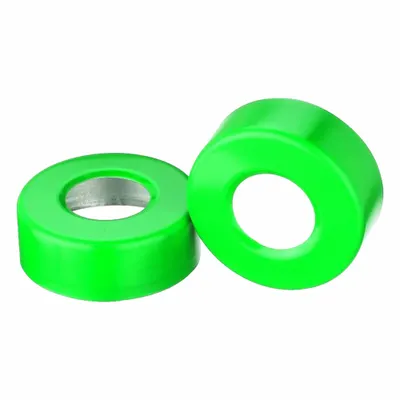WHEATON Lab Bottle Caps: 20 mm Dia, Green, Aluminum, Unlined, 1,000 Closures Included - Snap On Bottle Caps