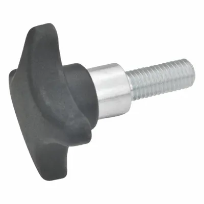JW WINCO 4-Arm Knob with Threaded Stud - 4-Arm Knobs with Threaded Stud