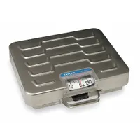 This compact bench scale from TAYLOR is designed for industrial weighing applications such as shipping, receiving, and warehouse packing stations. It features a steel platform with a 14 1/2 inch weighing surface depth and offers a 250 lb capacity with 1 lb graduations. The scale operates in imperial pounds