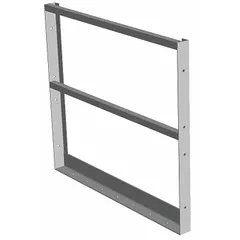 This steel guard rail is 42 inches high and 42 inches wide, with a polyurethane acrylic enamel finish. It includes installation hardware. Typical applications include creating pedestrian walkways, barrier zones, and safety perimeters in industrial facilities, warehouses, and construction sites.