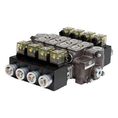 HYDRO CUSTOM Hydraulic Manifold Valve: Four-Way / Three Positions - Stack Valve Working Sections