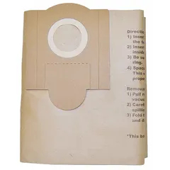 This 1-ply paper vacuum bag is designed for dry pickup in Fein shop vacuums. It is a standard replacement bag suitable for collecting routine debris in industrial environments such as machining, woodworking, and general maintenance.