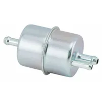 In-line fuel filter with 2 in outside diameter and cellulose media. Includes a 1/4 in Universal Vapor Diverter. Compatible with AMC, Chrysler, GMC, and Jeep vehicles, including buses. Used to remove contaminants from fuel in automotive and fleet applications