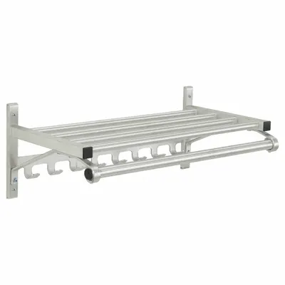 GLARO Wall-Mount Garment Rod: 10 Hooks, 7 in Overall Ht, 30 in Overall Wd, 13 in Overall Dp - Wall-Mount Coat Hooks