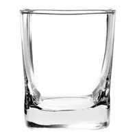 Clear glass tumbler with a 10 1/2 oz capacity, 3 in diameter, and 3 3/4 in overall height. Suitable for serving spirits or beverages in hospitality, food service, or break room settings