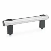 Front-mount tubular pull handle with 16-inch mounting hole center-to-center distance. Black bar with black polyamide legs. Screw size 5/16"-18. Suitable for industrial enclosures, machinery doors, and heavy-duty access panels