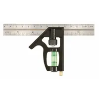 JOHNSON LEVEL Combination Square: Inch/Metric, Stainless Steel, 3 1/2 in, 6 in x 0.85 in, Cast Zinc (MPN 406EM-S)