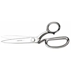 All-metal offset scissors with a straight, fine-cutting blade and nickel chrome finish. Overall length of 11 1/4 inches. Suitable for cutting various materials in industrial, electrical, and maintenance tasks.
