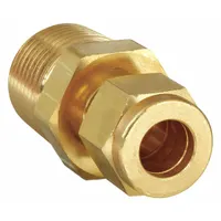 PARKER Compression Fitting Adapter: 1/2 in OD x 1/4 in Pipe Size, Compression x MNPT, Brass (MPN 8-4 FBZ-B)