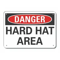 Aluminum Hard Hat Danger Sign: Aluminum, Mounting Holes Sign Mounting, Not Retroreflective (MPN LCU4-0358-NA_14X10)