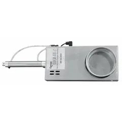 Blast gate designed for 10-inch duct diameter, with a 5 1/2-inch overall length and 20-gauge galvanized steel blade. Includes 2 air cylinders for pneumatic actuation. Used to control airflow in industrial dust-collection and ventilation systems.