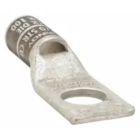 Copper one-hole compression lug for terminating 2/0 AWG stranded copper wire to a 1/2 in stud. Suitable for use in electrical panels, switchgear, and power distribution systems requiring a secure, low-resistance connection