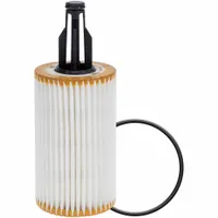 Cartridge oil filter with cellulose media for engine lubrication systems. Includes O-ring for sealing. Overall height 6 9/16 in, outside diameter 2 9/16 in. Compatible with Mercedes-Benz vehicles