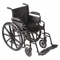 DMI Wheelchair: 250 lb Wt Capacity, 18 in Seat Wd, 16 in Seat Dp, Vinyl, 18 in Back Ht, Carbon Steel (MPN 503-0664-0200)