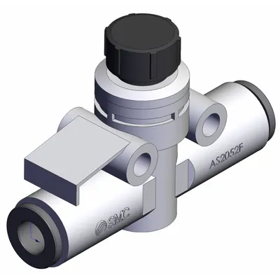 SMC Speed Controller: In-Line Fitting, Knob, 1/4 in Valve Body Size, 6 mm Push to Connect Tube - In-Line Speed Control Valves
