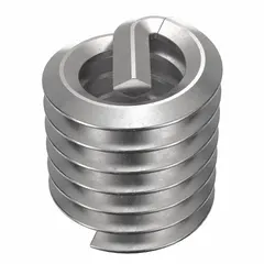 Screw-locking tangless helical insert for repairing or reinforcing threaded holes in metal. Features 1/4"-20 coarse thread, 18-8 material grade, dry film lubricant finish, and tensile strength of 200,000 to 250,000 psi. Right-hand thread direction. Supplied in a 100-piece pack.