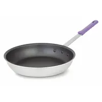 VOLLRATH Fry Pan: Non-Stick, 12 in Top Dia, Aluminum, Black/Silver, Silicone, NSF Certified, Purple (MPN T401280)