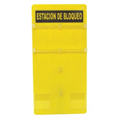 BRADY Unfilled Lockout Station, Acrylic, Wall-Mounted, Small, Spanish Board - Unfilled Lockout Stations