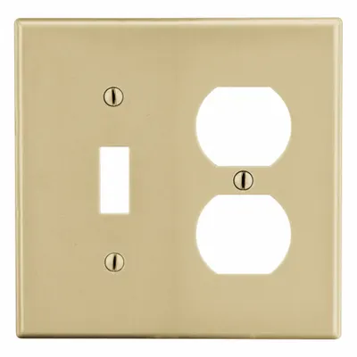 HUBBELL Wall Plate: Combo, 2 Gang, Ivory - Combination Wall Plates