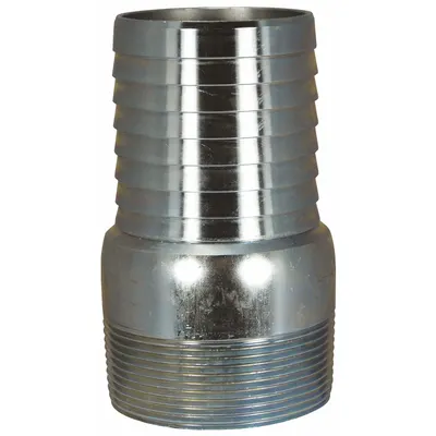 DIXON Barbed Hose Fitting: For 3 in Hose I.D., Steel x Steel, 3-1/32 in x 3-1/2 in Fitting Size - Multipurpose (Air, Water, Chemical) Barbed Combination Nipples