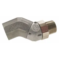 This swivel connector features a 1-inch NPT inlet and 1-inch NPT discharge, each available in male or female gender. The aluminum body is chemically compatible with diesel. It provides rotational flexibility in fuel-handling systems, reducing hose kinking and stress on connections.
