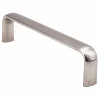 Fixed, non-recessed pull handle made of stainless steel with a satin silver finish. Features threaded holes for #8-32 screws and a grip thickness of 0.276 in. Suitable for use on cabinets, enclosures, and machinery requiring a corrosion-resistant handle