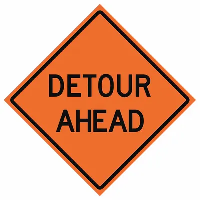 EASTERN METAL SIGNS AND SAFETY Roll Up Traffic Sign: 48 in x 48 in Nominal Sign Size, Polyester/PVC, 0.015 in - Detour Signs