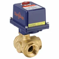 DYNAQUIP CONTROLS Electrically Actuated Three-Way Ball Valve: 1 1/2 in, Brass, 120V AC, L Flow (MPN EYHG7AUE25)
