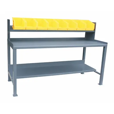 JAMCO Workbench: Fixed Ht, Steel, 60 in x 30 in, 3,000 lb Overall Load Capacity - Workbenches with Risers & Lower Shelves