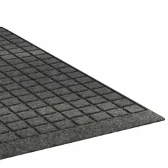 Indoor heavy-duty scraper-dryer mat constructed from polypropylene and rubber in a charcoal color. Measures 2 ft x 3 ft with a 3/8 in thickness. Designed for high-traffic entryways to scrape dirt and absorb moisture, helping maintain clean and safe floors.