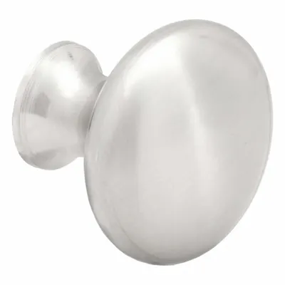 OEM Cabinet Knob: Zinc, Brushed Nickel, 1 3/16 in Grip Dia - Nickel Cabinet Knobs