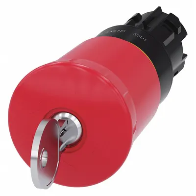 Siemens Mushroom Head Push Button: Red, 22 mm Mounting Size, Non-Metallic - Mushroom-Head Push-Button Operators