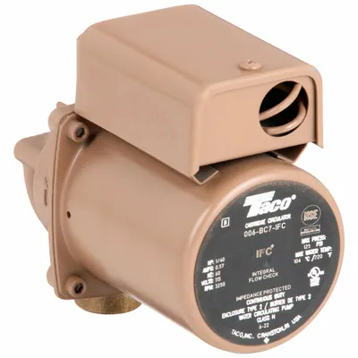 TACO Circulating Pump: 1/40 hp HP, 115V AC, Bronze, 1, 11 gpm, 10 ft Max. Head - General-Purpose Inline Circulator Pumps
