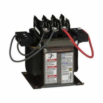 SCHNEIDER Control Transformer: 600V AC, 120V AC, Plate, 500 VA - Finger-Safe, Open Core Control Transformers