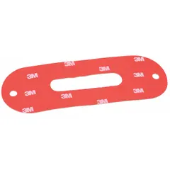 Red plastic mounting tape for securing vehicle light mounts and brackets. Measures 6 1/2 in length, 2 1/8 in height, and 1/32 in width. Suitable for use in automotive lighting installations where a flat adhesive bond is required.