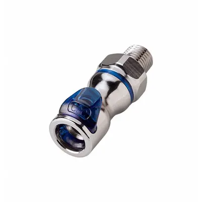 CPC Quick Connection Coupling: Straight, 1/4 in Pipe Size, Cool Blue - Chrome-Plated Brass Quick-Disconnect Tube Fittings
