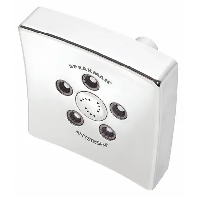 SPEAKMAN Fixed Showerhead: Kubos S-3021, 1.75 gpm Fixed Showerhead Flow Rate, Brass/Plastic - Multi-Pattern Fixed Showerheads