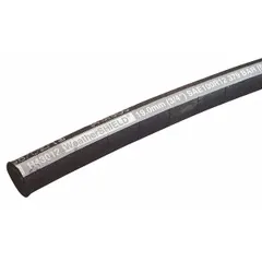 This hydraulic hose features four spiral-wire reinforcement for high-pressure fluid transfer in heavy-duty hydraulic systems. With a 2 in inside diameter and 2 5/8 in outside diameter, it is rated for 4,000 psi and meets EN856 R12 standards. The hose operates in temperatures from -40° to 260°F and has a black cover. Supplied in a 50 ft length.