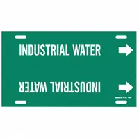 Pipe Marker: Industrial Water, Green, White, Fits 6 to 7 7/8 in Pipe O.D., 1 Pipe Markers (MPN 4088-F)